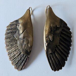 Gold-toned feather pierced earrings